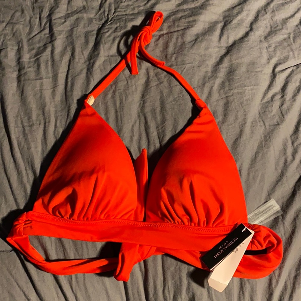 Small Red Halter Swim Bikini Top